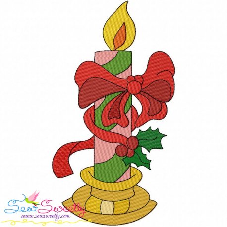 Christmas Candle-v2 Embroidery Design Pattern