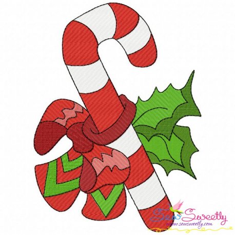 Christmas Candy Cane Embroidery Design Pattern