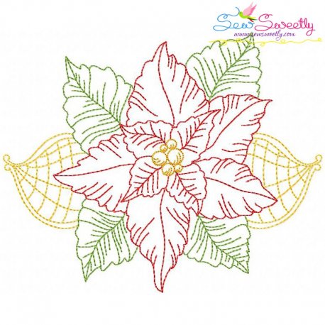 Vintage Bean Stitch Colorwork Christmas Leaves Embroidery Design Pattern-1
