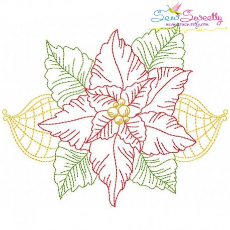Vintage Bean Stitch Colorwork Christmas Leaves Embroidery Design Pattern