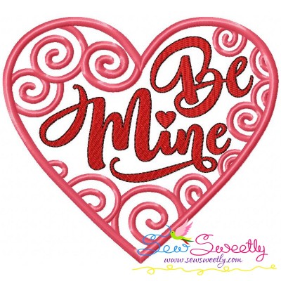 Be Mine Swirls Heart Machine Embroidery Design Pattern-1