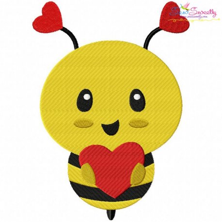 Bee With Heart Embroidery Design- 1
