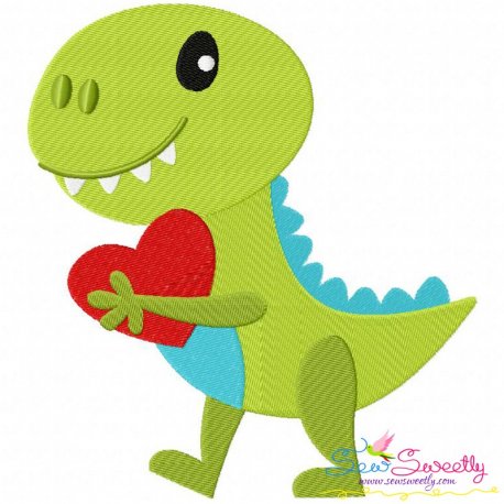 Dinosaur Heart Embroidery Design