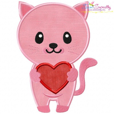 Pink Kitty Heart Applique Design Pattern-1
