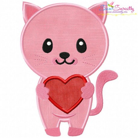 Pink Kitty Heart Applique Design Pattern