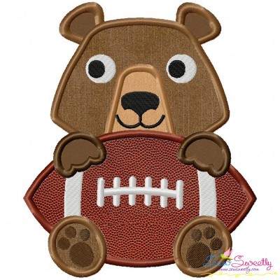 Football Bear Mascot Applique Design Pattern-1