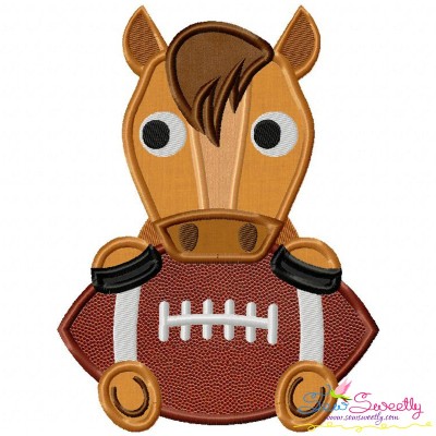 Football Bronco Mascot Applique Design Pattern-1