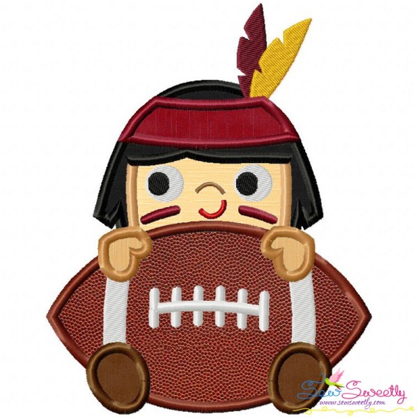 Football Indian Mascot Applique Design Pattern-1