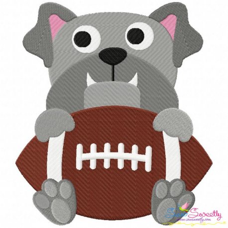 Football Bulldog Mascot Embroidery Design- 1