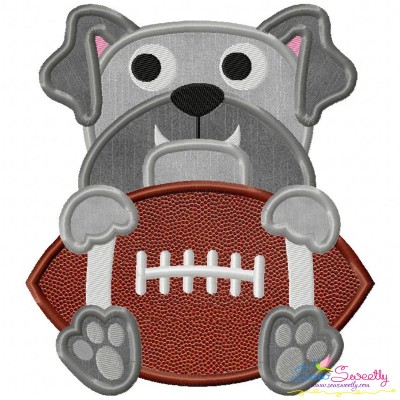 Football Bulldog Mascot Applique Design Pattern-1