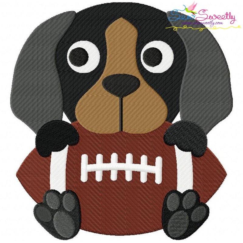 Hound Dog Mascot on Football 2nd Version Applique Embroidery 