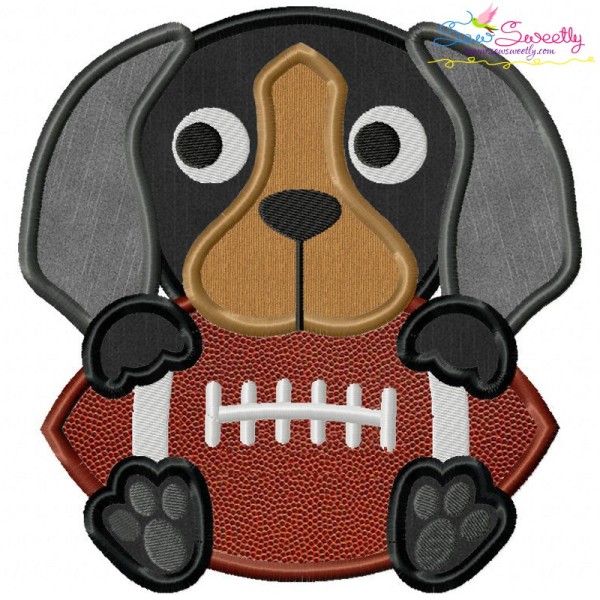 Football Hound Dog Mascot Applique Design Pattern-1