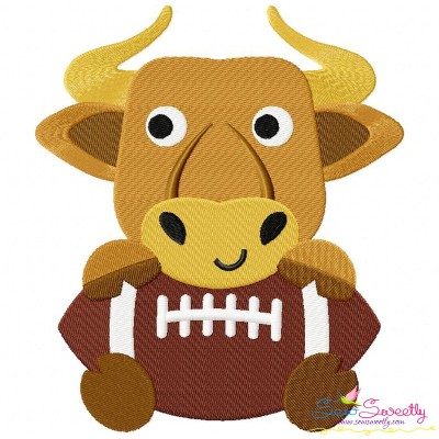 Football Longhorn Mascot Embroidery Design Pattern-1