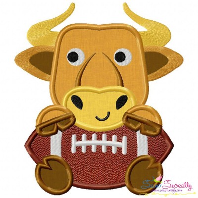 Football Longhorn Mascot Applique Design Pattern-1