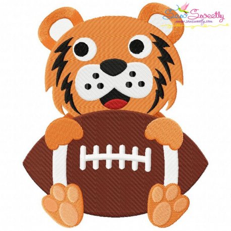 Football Tiger Mascot Embroidery Design- 1