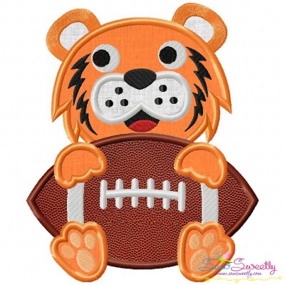 Football Tiger Mascot Applique Design Pattern-1