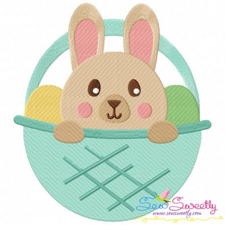 Bunny In Basket Easter Embroidery Design Pattern