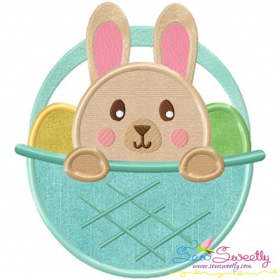 Bunny In Basket Easter Applique Design Pattern-1