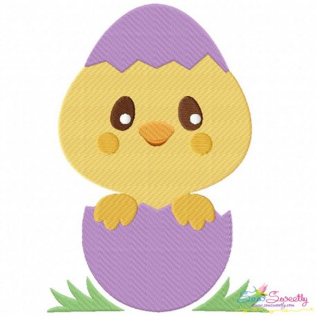 Chick Peeking Egg Embroidery Design Pattern
