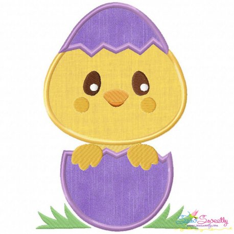 Chick Peeking Egg Applique Design Pattern-1