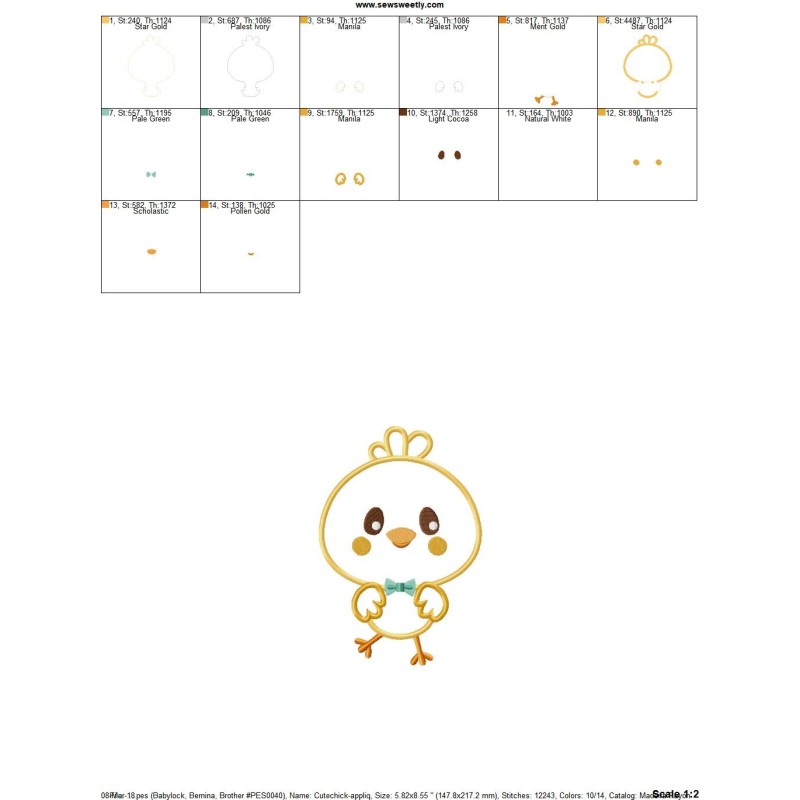 Cute Easter Chick Applique Design Pattern