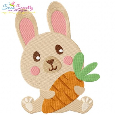 Easter Bunny With Carrot-2 Embroidery Design Pattern-1