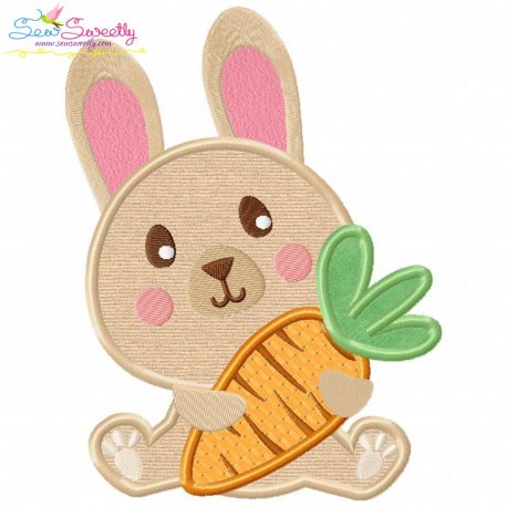 Easter Bunny With Carrot-2 Applique Design