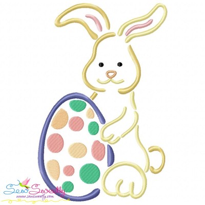 Outlines Bunny Egg-01 Embroidery Design Pattern-1
