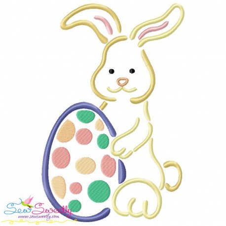 Outlines Bunny Egg-01 Embroidery Design Pattern