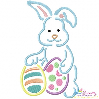Outlines Bunny Eggs-2 Embroidery Design Pattern-1