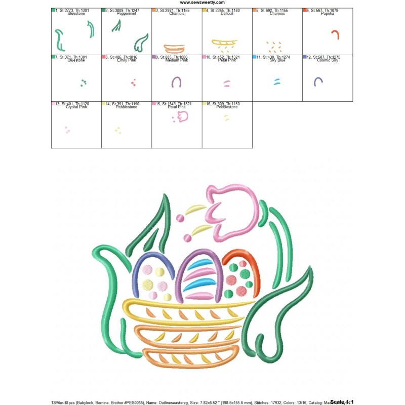 Outlines easter egg basket tulip embroidery design  sew sweetly Outlines easter egg basket tulip embroidery design  sew sweetly
