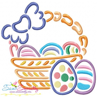 Outlines Easter Egg Basket-2 Embroidery Design Pattern-1