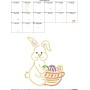 Outlines Bunny Egg Basket Embroidery Design Pattern-2
