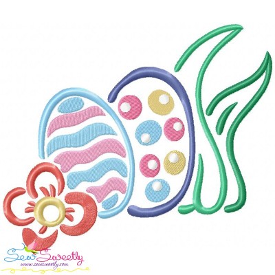Outlines Easter Eggs Flower Embroidery Design Pattern-1