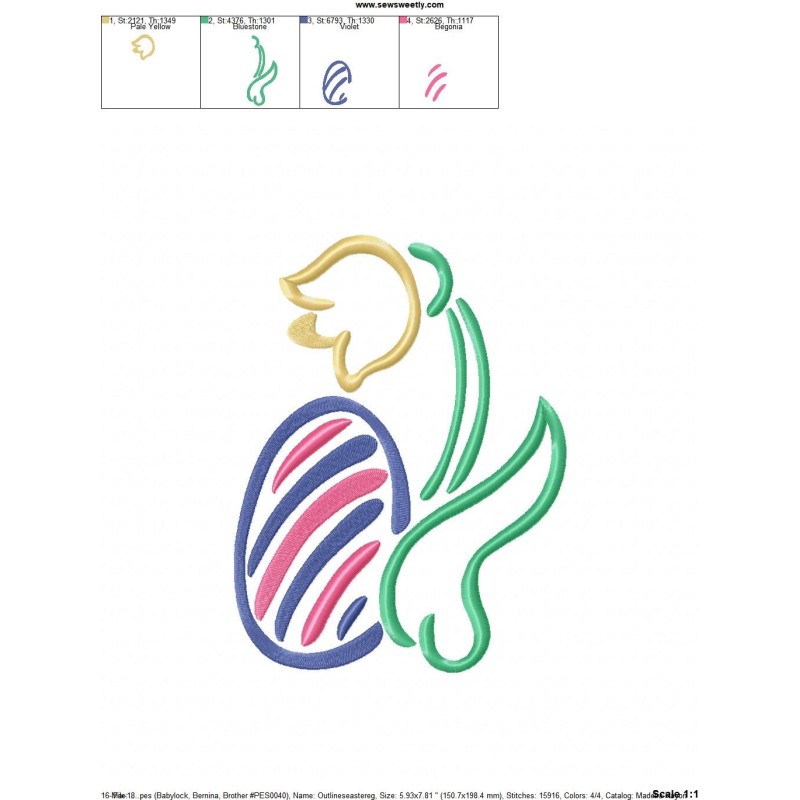 Outlines Easter Egg Tulip Embroidery Design Pattern