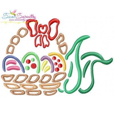 Outlines Easter Egg Basket Embroidery Design Pattern-1