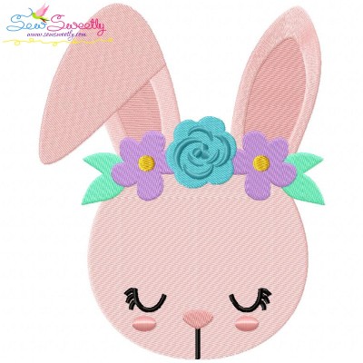 Bunny With Flowers Embroidery Design Pattern-1