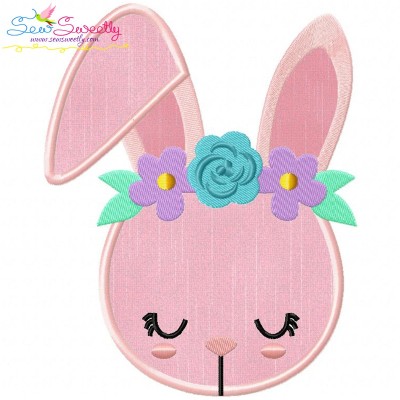Bunny With Flowers Applique Design Pattern-1