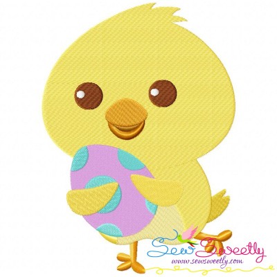 Running Chick With Egg Embroidery Design Pattern-1