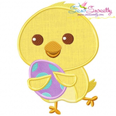 Running Chick With Egg Applique Design Pattern-1