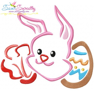 Outlines Bunny Eggs-06 Embroidery Design Pattern-1