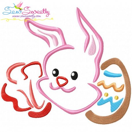 Outlines Bunny Eggs-06 Embroidery Design Pattern