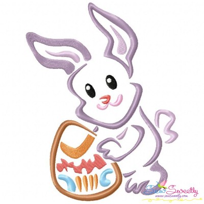 Outlines Bunny Egg-04 Embroidery Design Pattern-1