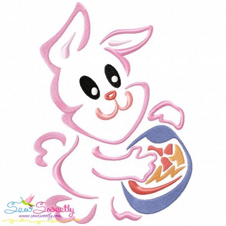 Outlines Bunny Egg-03 Embroidery Design Pattern