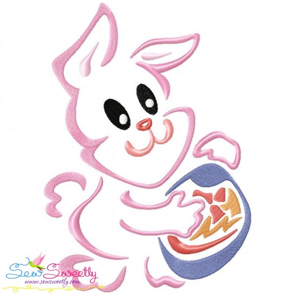 Outlines Bunny Egg-03 Embroidery Design Pattern-1