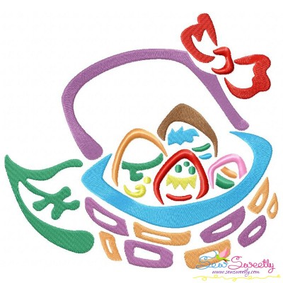 Outlines Floral Easter Egg Basket-02 Embroidery Design Pattern-1