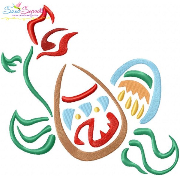 Outlines Floral Easter Eggs-04 Embroidery Design Pattern-1