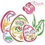 Outlines Floral Easter Eggs-02 Embroidery Design Pattern-1