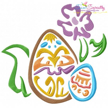 Outlines Floral Easter Egg-01 Embroidery Design Pattern