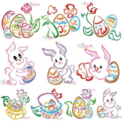 Easter Outlines Designs Embroidery Design Pattern Bundle-1-1